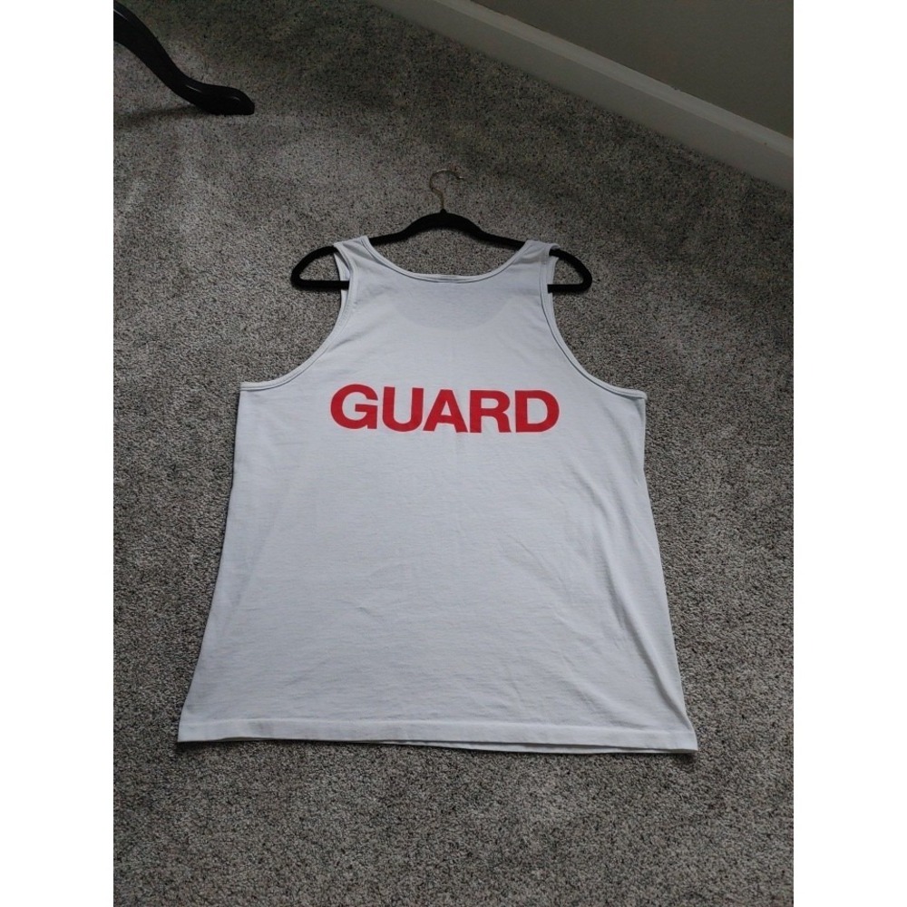Vtg Guard Shirt Mens XLarge White Racerback Tank Top Graphic Sleeveless Made USA